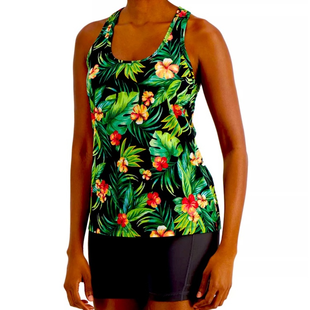 Ideology Women's Tropical-Print Tank Top in Tropic Black